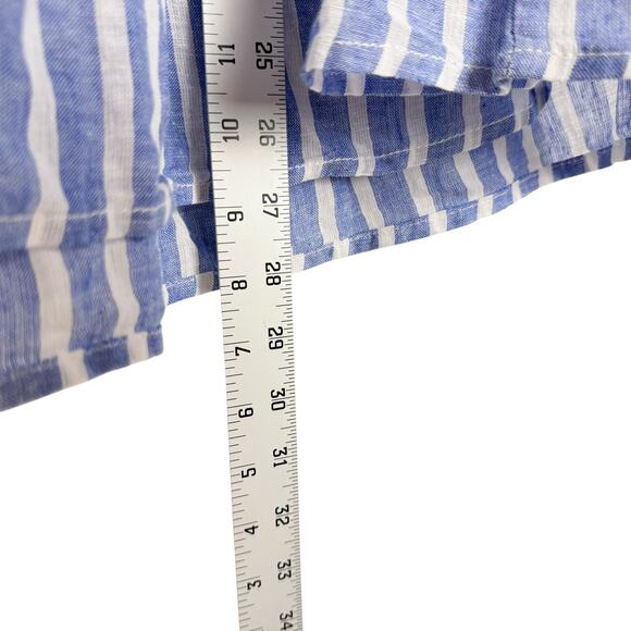 NWT beach lunch lounge Striped Tiered Peplum Short Sleeve Top Sz Medium Nautical - Picture 10 of 12